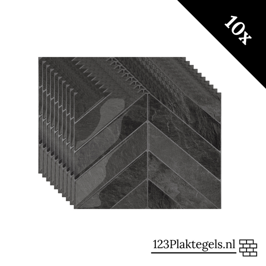 Plaktegel Black mist chevron 1mm
