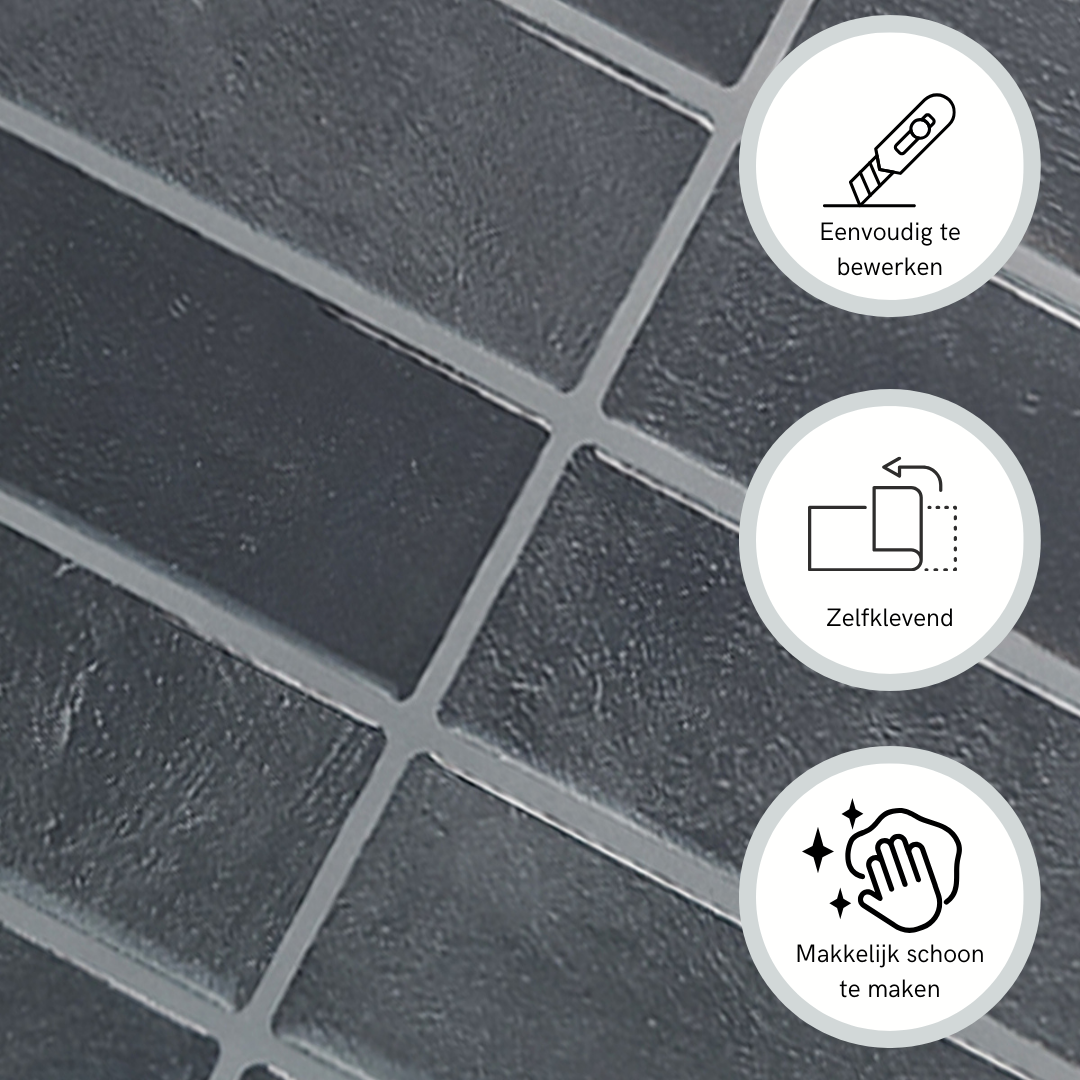 Black mist adhesive tile, oblong, 1mm