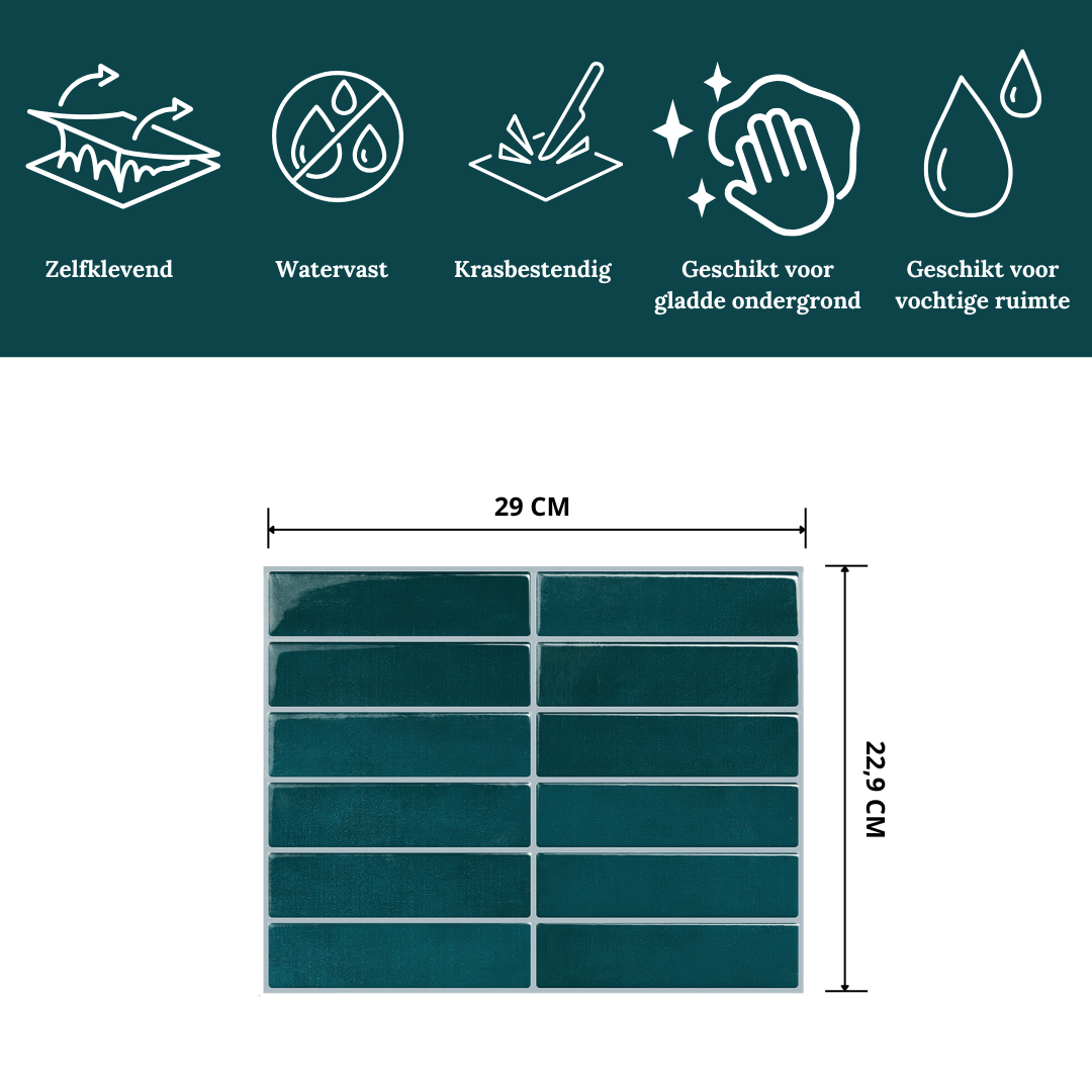 Adhesive tile Dark green oblong 1mm