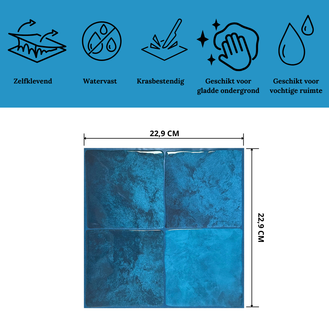 Tiefblaue quadratische Klebefliese 1 mm