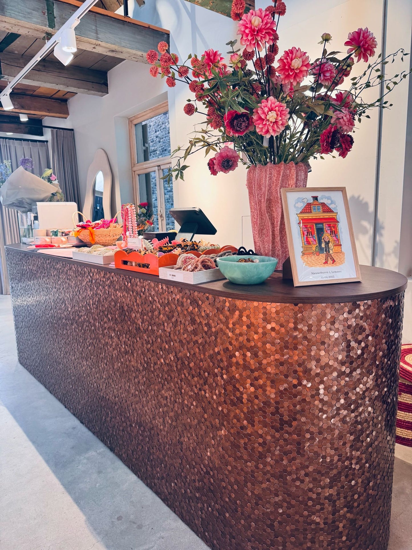 Mosaikfliese gebürstet Bronze 3D Sechseck