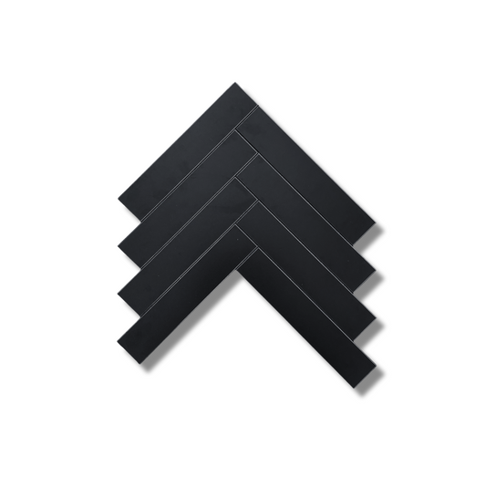 Mozaïek plaktegel mat zwart visgraat