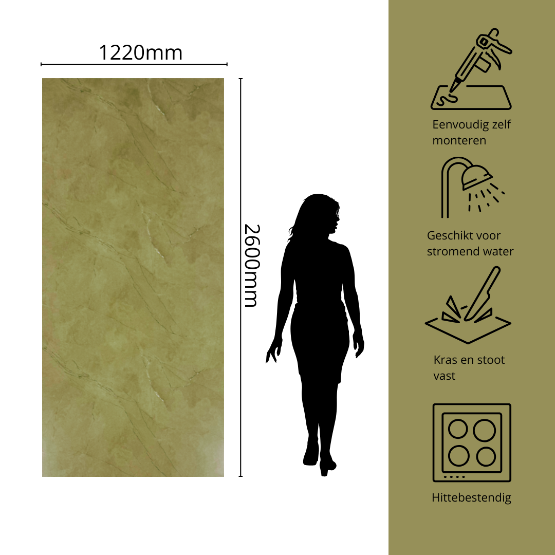 PVC wandpanelen marmer mat Terra Matta 260x122 cm