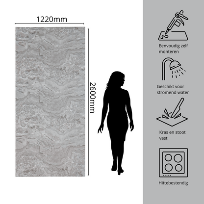 PVC wandpanelen marmer zijdenglans Cemento Chiaro 260x122 cm