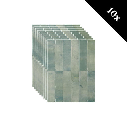 Earthy green oblong adhesive tile 1mm