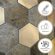 Mosaikfliese braun gold Sechseck groß