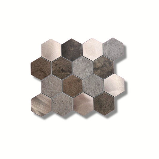 Mozaïek plaktegel bruin goud hexagon groot