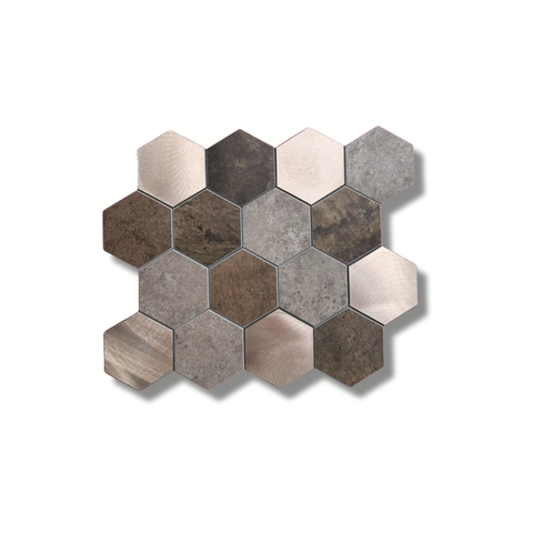 Mosaic tile brown gold hexagon large