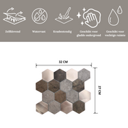Mosaikfliese braun gold Sechseck groß