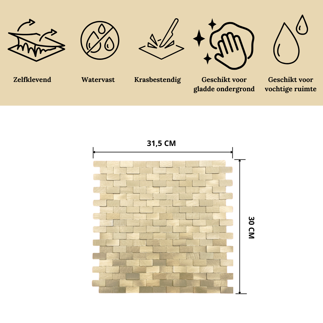Mosaikfliese gebürstetes Gold 3D Metro