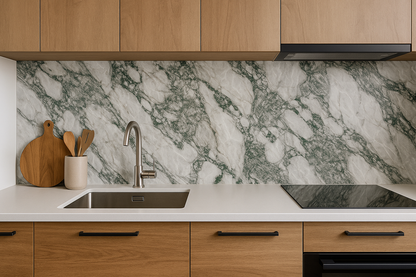 Grijs wit wandpanelen als achterwand keuken bij 123plaktegels