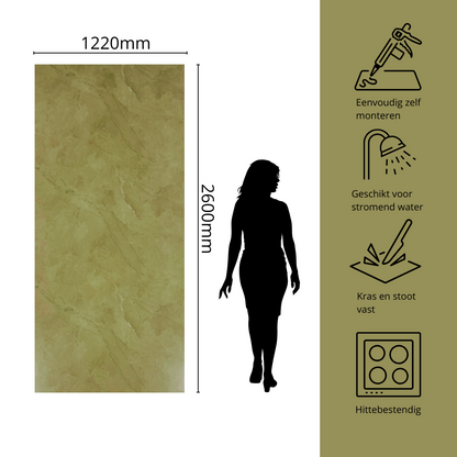 Bruine natuursteenlook wandpanelen met afmetingen en specificaties